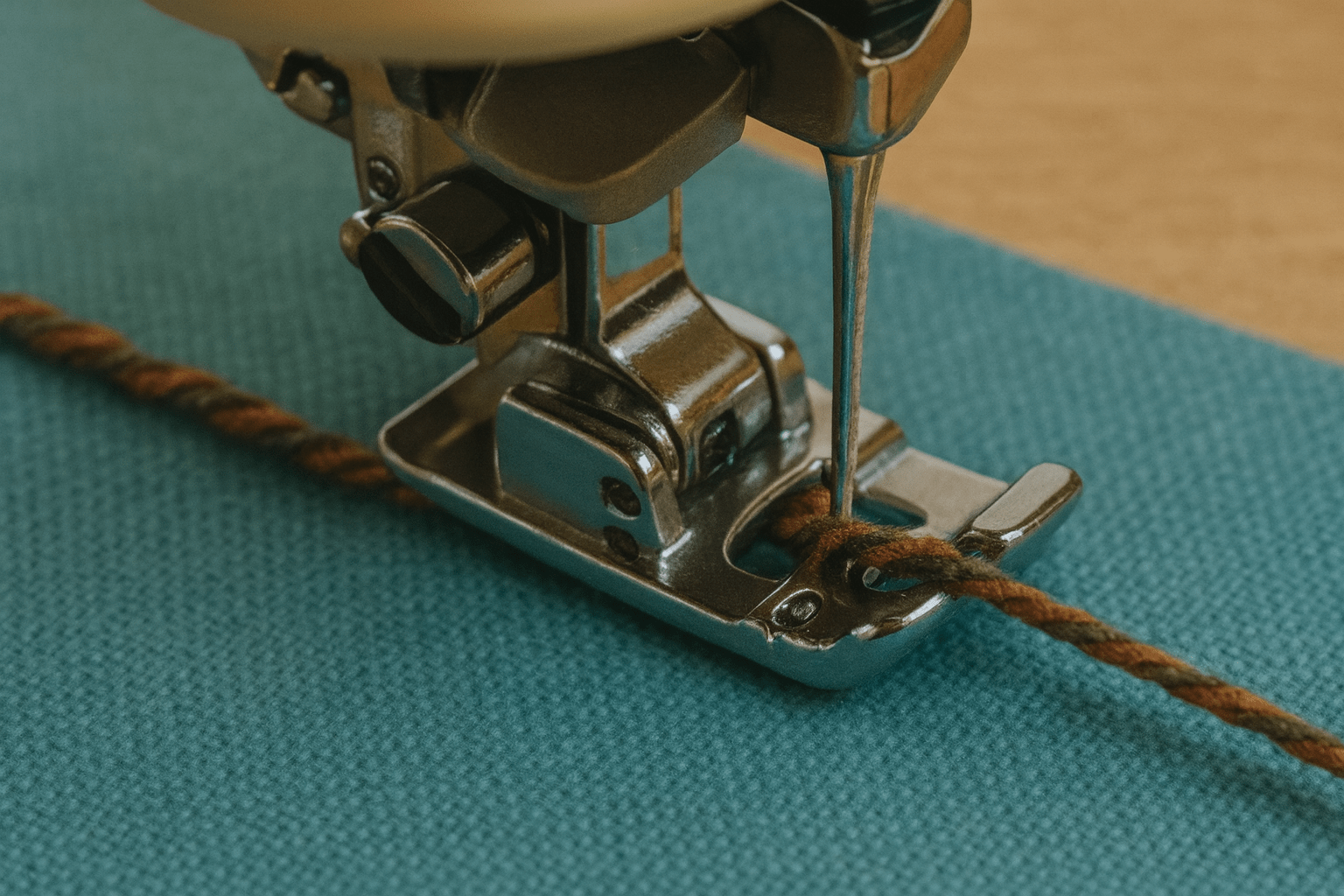 Couching close up sewing machine