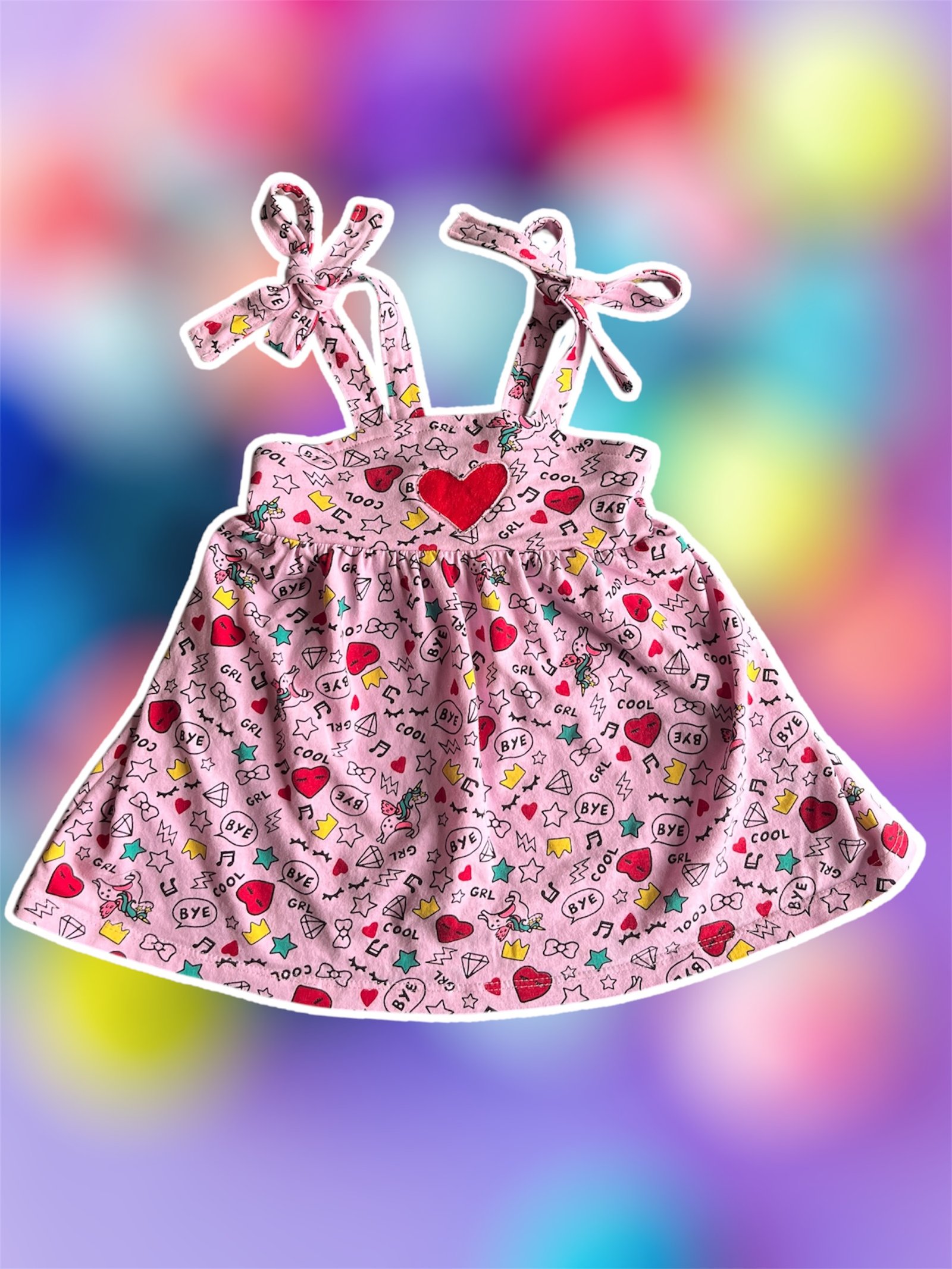 front baby I Heart Pom Poms – Baby Dress Sewing Pattern (0–12m) - Image 4