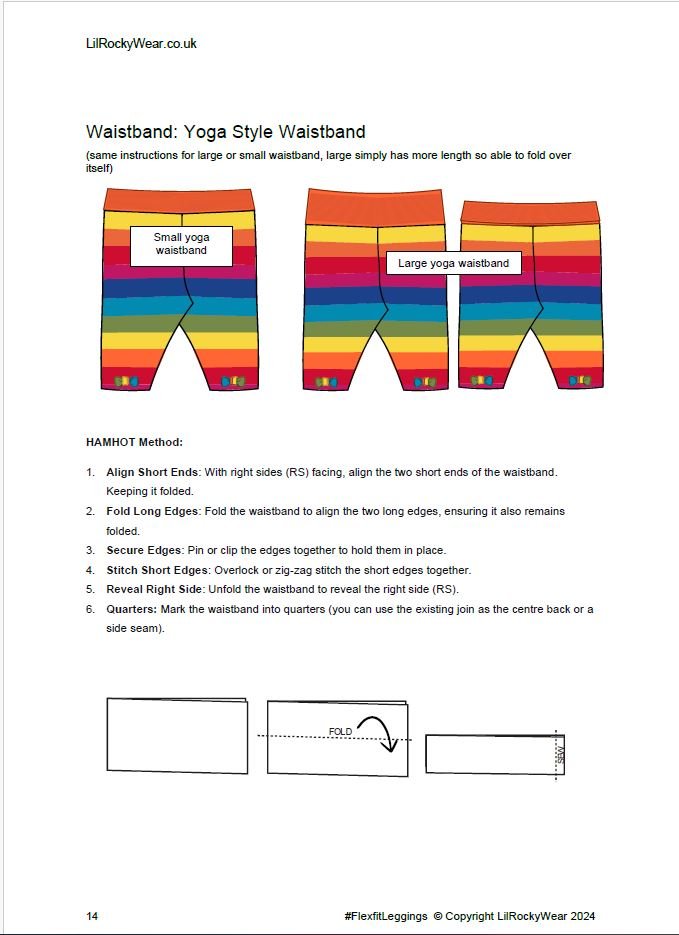 instructions screen shot FlexFit – Leggings & Shorts Sewing Pattern (0m–8yrs) - Image 4