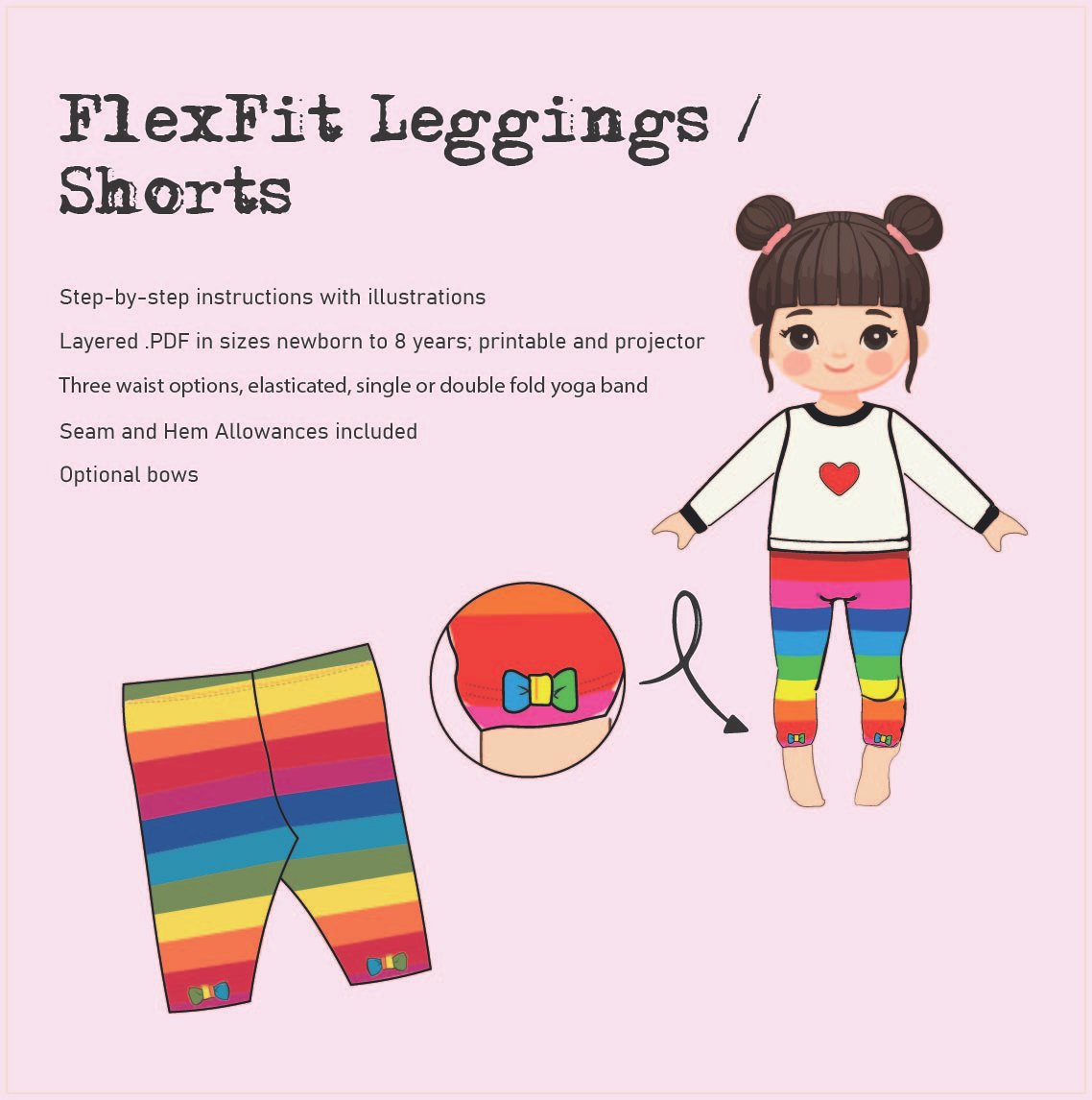 webpage image-01 FlexFit – Leggings & Shorts Sewing Pattern (0m–8yrs) - Image 2